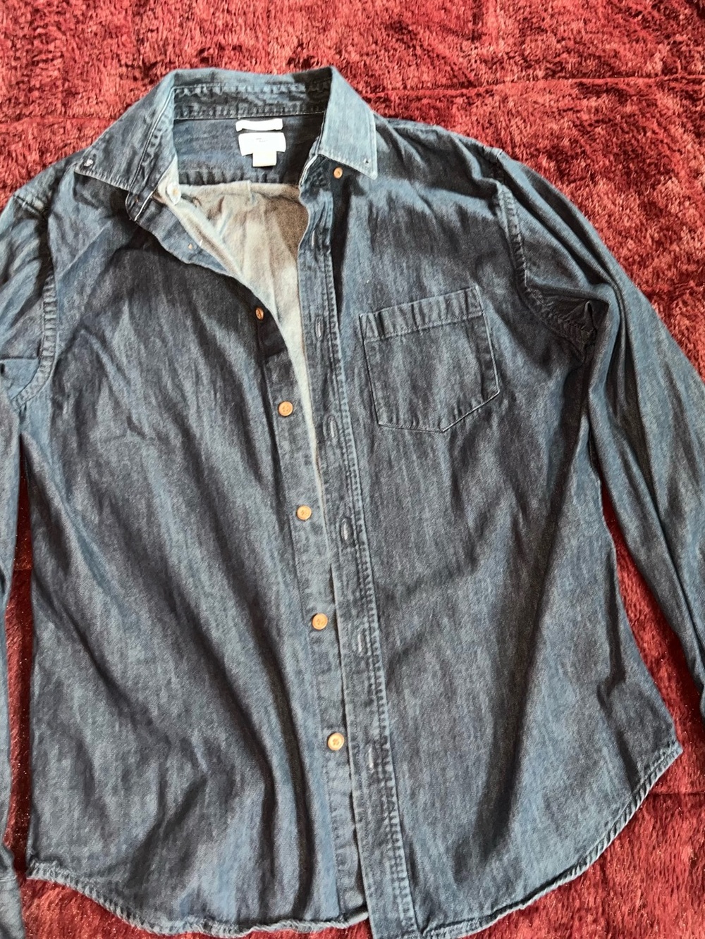 Old Navy Men's Dark Blue Denim Button-Down Shirt